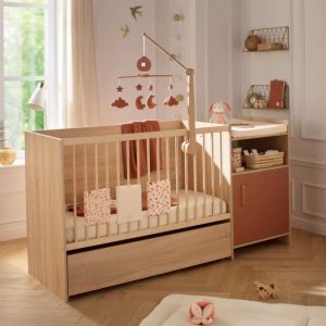 Sauthon Lit combiné - 120 x 60 cm - Evolutif en 90 x 190 cm - CHARLIE - Terracotta