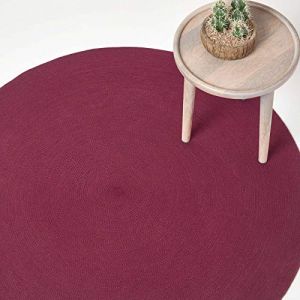 HOMESCAPES Tapis rond tissé à plat en coton Prune, 150 cm - Prune