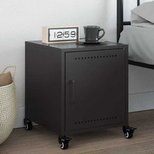 VidaXL Table de chevet noir 36x39x43,5 cm acier, armoire, armoire latérale, support de téléphone, table de chevet, mobilier de chambre à coucher