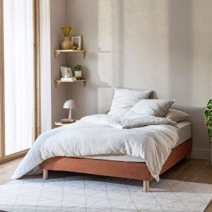 Image de Terre de Nuit Cache-sommier bouclette int&eacute;gral terracotta 90x190