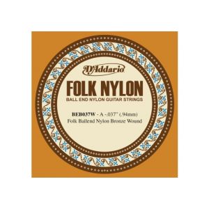 Image de D'Addario AND CO BEB037W FOLK NYLON GUITAR SINGLE STRING BRONZE WOUND BALL END .037