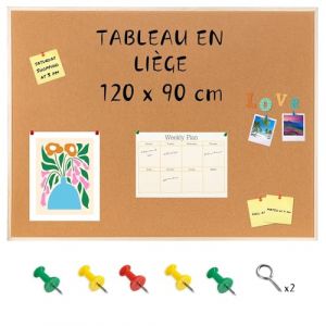 Creative Home 120 x 90 cm Tableau Liege Mural Panneau Liege Mural Inclus Punaises Tableau Liège