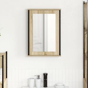 VidaXL Armoire miroir Ch&ecirc;ne naturel Panneau en agglom&eacute;r&eacute;, verre, m&eacute;tal