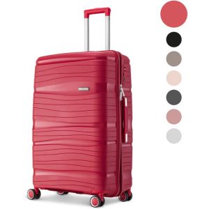 Sc SKYCASES Travelin' Charm - 28-inch Large Travel Suitcase - Number Lock - 41x24x69 cm - 98L - Lightweight, Waterproof & Durable - Rouge