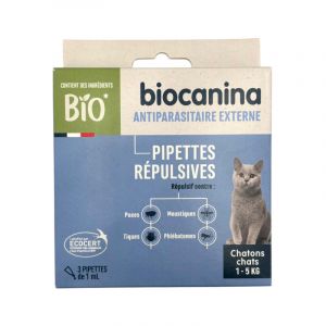 Biocanina Pipettes r&eacute;pulsives bio chats de 1 &agrave; 5kg 3 pipettes