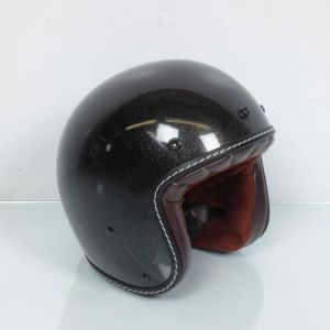 Casque Jet Torx Sunday Glitter Black Shiny taille XXL 63-64 pour moto custom vintage