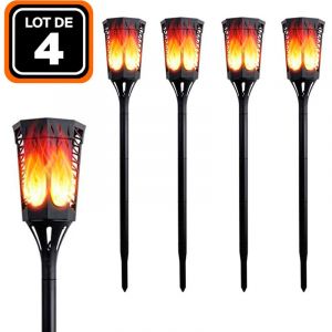 Europalamp LOT DE 4 FLAMES SOLAIRE DÉTECTEUR CREPUSCULAIRE PCS LED 35 LUMENS - Blanc Chaud 2700K