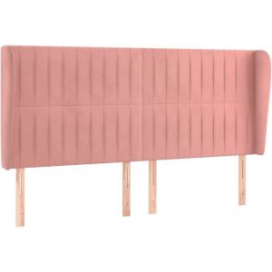 VidaXL T&ecirc;te de lit avec oreilles Rose 203x23x118/128 cm Velours - Pink