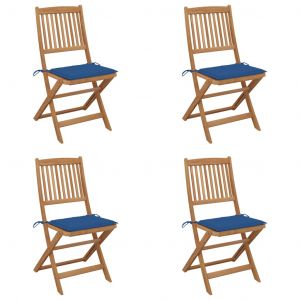 VidaXL Chaises pliables de jardin 4 pcs avec coussins Bois d'acacia - Bleu