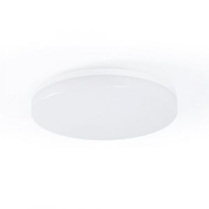 Barcelona led Plafonnier LED 18 W - Lampe de plafond avec capteur de son + capteur crépusculaire - IP44 - Ø26 cm, lumière LED blanc neutre pour salle de bain, cuisine, extérieur couvert.