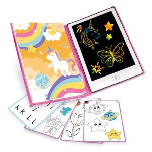 Image de WorldBrands Tablette Dessin Enfant - Rainbow Lcd - 20 Pochoirs Réversibles - Format Livre - Effaçable