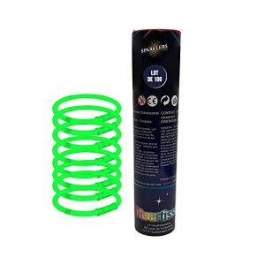 Lot de 100 Bracelets FLuorescents Lumineux couleur Vert, 100 Connecteurs inclus, Bracelet couleur fluo idéal pour soirées et tout évènement, Baton Fluo Glow - SPARKLERS CLUB