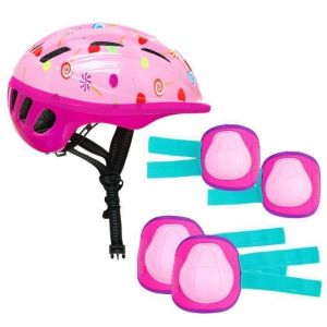 Molto Ensemble De Casque Et Protections - Roses - Enfant - Roller
