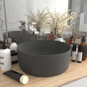 Image de VidaXL Lavabo rond de luxe Gris foncé mat 40x15 cm Céramique