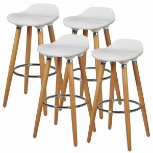 Lot de 4 tabourets de bar Blanc Pied metal peinture bois L 39 x P 33 x H 70 cm OSLO