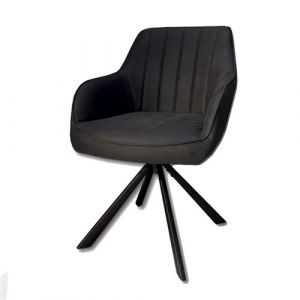 Chaise rotative Xara noir pieds métal noir - Noir - Kreadiff
