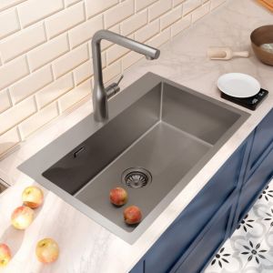 Ceramia Timeless &Eacute;vier de cuisine encastrable en inox 304, 68x45x21 cm, Gun Metal bross&eacute; PVD