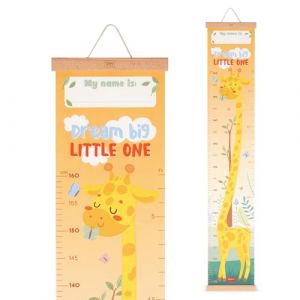 Legami Mètre mural Dream Big Little One, mètre à suspendre pour mesurer la hauteur des enfants, jusqu'à 160 cm, 41 autocollants inclus, avec lattes en bois, thème girafes