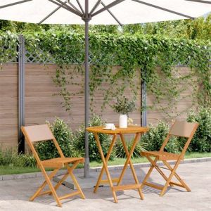 VidaXL 3-delige Bistroset stof en massief hout taupe3281846