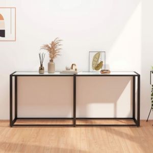 VidaXL Table console Marbre blanc 180x35x75,5 cm Verre trempé