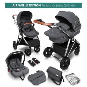 BabyGO Poussette trio combinée 3en1 Halime Air Silver Grey