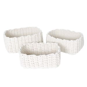 Today Lot de 3 paniers en coton blanc