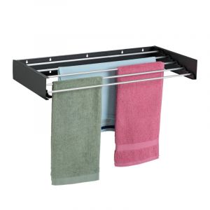 Relaxdays Étendoir Mural, Pliable, Peu encombrant, H x L x P : 15 x 80 x 40 cm, pour intérieur ou extérieur, Noir