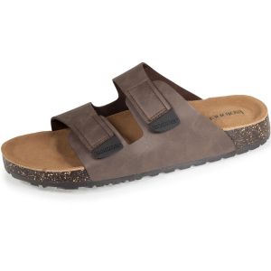 Isotoner Sandales Mules sandales Homme double bride scratch Marron