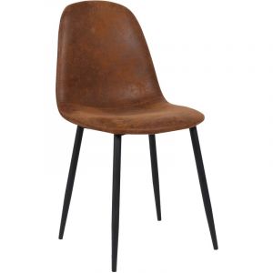 Image de CLP Chaise de salle à manger Napier avec Piètement en métal noir, Marron-Similicuir vintage