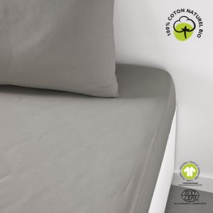 Today Draps housse ORGANIC DUNE Gris - Taille 90x190 cm