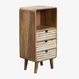 Table De Chevet En Bois De Manguier Yulara Naturel - Blanc