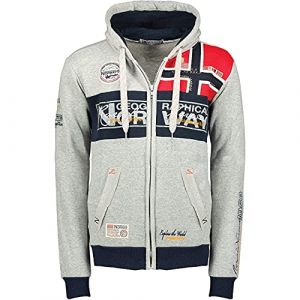 Geographical Norway Sweat &agrave; Capuche enti&egrave;rement zipp&eacute; en Molleton pour Homme mod&egrave;le Flyer,XXL,Gris