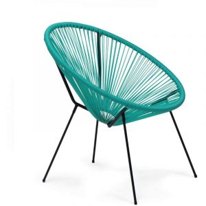 Fauteuil de Jardin Rebecca Mobili Trillium 80x70x76 Acier pe Turquoise Noir Vintage