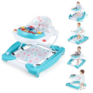 Coast Baby Walker 6-en-1 71,5 x 62 x 50,5-54,5 cm blanc/bleu avec plateau de jeu amovible et repose-pieds réglable