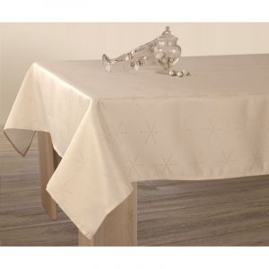 Nappe Lurex Entretien Facile - Cr&egrave;me et Dor&eacute; - Rectangle 150 x 350 cm