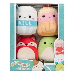 Jazwares Micromallows SQMM0007 Lot de 4 Mini Figurines Squishmallows Super Douces 6,5 cm Fifi Henry Melly & Clara