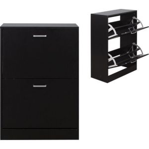 Meuble &agrave; chaussures - &eacute;tag&egrave;re &agrave; chaussures - 2 compartiments - noir