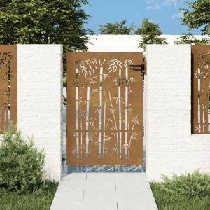 Image de VidaXL Portail de jardin 85x125 cm acier corten design de bambou 153234