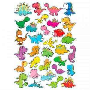 Gommettes illustr&eacute;es dinosaures 2 planches 64 pi&egrave;ces