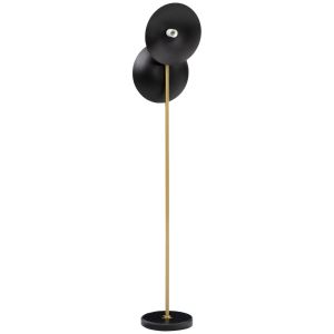 Homcom Lampadaire disques noir design H. 160 cm métal doré marbre noir