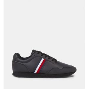 Tommy Hilfiger Homme Core Lo Runner PU LTH Baskets, Triple Noir, 41 EU