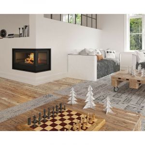 Azura home design Insert cheminée à bois Holguin avec turbine 17,5 kW 2 vitres droite et 2 bouches recuperateur