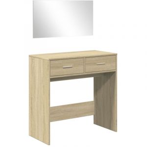 VidaXL Coiffeuse avec miroir chêne sonoma 80x39x80 cm, table de maquillage, table à bijoux, coiffeuse avec miroir, coiffeuse de maquillage