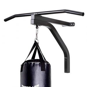 BAKAJI Hmst-2 Bras Support pour Sac de Boxe Entraînement Mural avec Barre de Levage Adulte Unisexe, Noir, Taille Unique