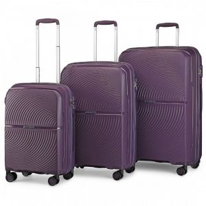 Set de 3 Valises (55/67/76cm) Valise de Voyage Trolley Rigide en Polypropylène Ultra Légere à 4 roulettes avec Serrure TSA, Violet