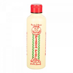 Paladone Fortnite Bouteille d'eau réutilisable en acier inoxydable avec couvercle à visser Uncle Pete's Pizza Pit 500 ml, produit de jeu pour adolescents, adultes, école, travail