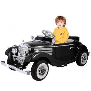 Voiture électrique rétro pour enfants - ORYXEARTH - Noir - Batterie 12V - Vitesse 3-6 km/h