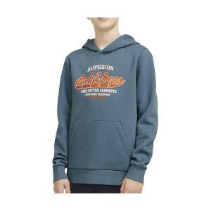 Jack & Jones Jjelogo Sweat Hood 2 Col 24/25 Noos JNR Sweatshirt à Capuche, Bleu/Orange, 128 Garçon