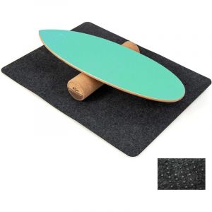 Planche d’Équilibre en Bois giantex avec Rouleau et Tapis Antidérapant Vert