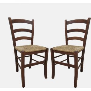 Dmora Ensemble de 2 chaises en bois classiques, pour salle à manger, cuisine ou salon, cm 44x45h87, Assise h cm 43, Couleur Noyer